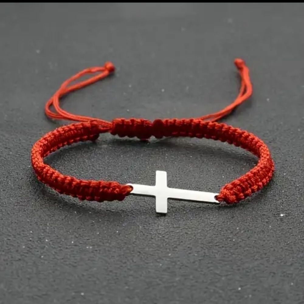Red Braided rope adjustable cross Bracelet